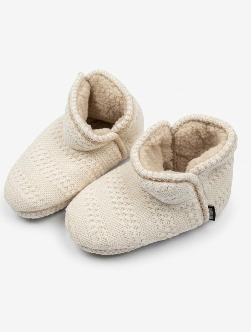 Muk Luks Cream Knit Kids Slipper Booties